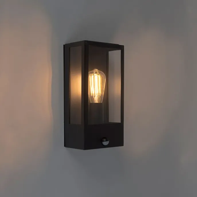 Außenwandleuchte schwarz mit Bewegungsmelder IP44 - Rotterdam 1