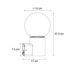 Außenwandleuchte schwarz mit Opalglas IP44 - Huma