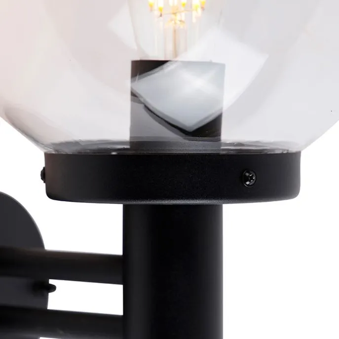 Außenwandleuchte schwarz mit Kunststoff IP44 Edelstahl - Sfera