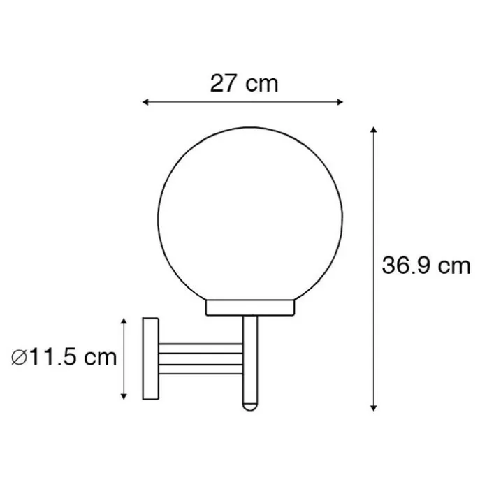 Außenwandleuchte schwarz mit Kunststoff IP44 Edelstahl - Sfera