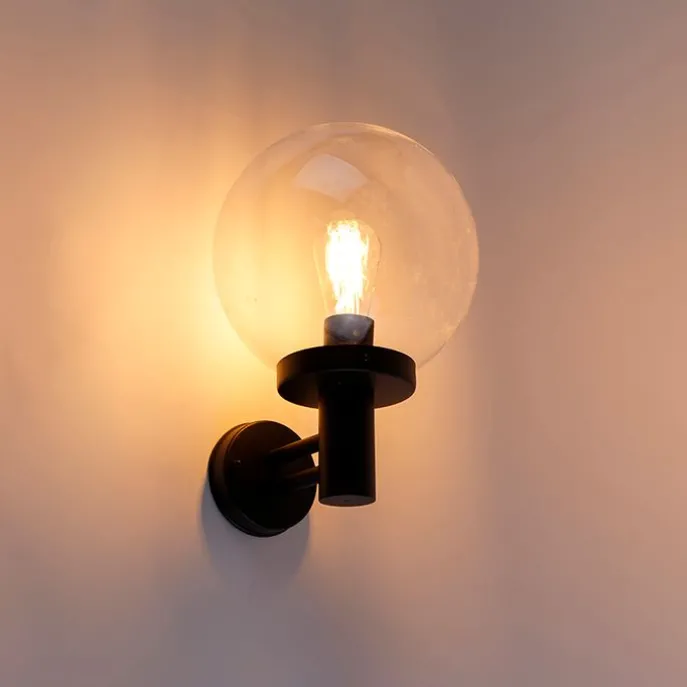 Außenwandleuchte schwarz mit Kunststoff IP44 Edelstahl - Sfera