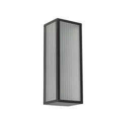 Außenwandleuchte schwarz mit geripptem Glas 2-flammig IP44 - Charlois