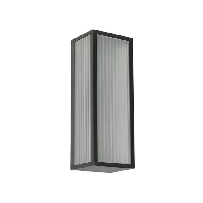 Außenwandleuchte schwarz mit geripptem Glas 2-flammig IP44 - Charlois