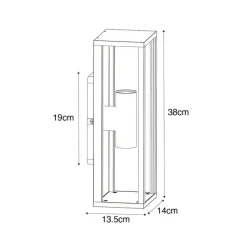 Außenwandleuchte schwarz mit geripptem Glas 2-flammig IP44 - Charlois