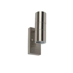 Außenwandleuchte Stahl 2-flammig IP44 mit Dämmerungssensor - Duo