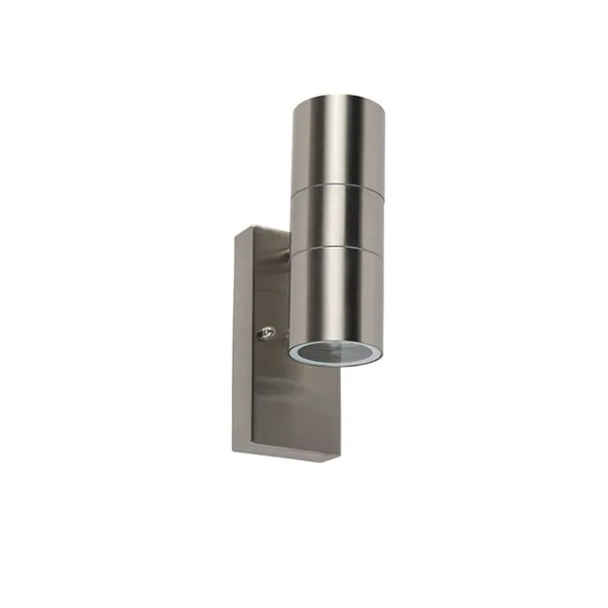 Außenwandleuchte Stahl 2-flammig IP44 mit Dämmerungssensor - Duo