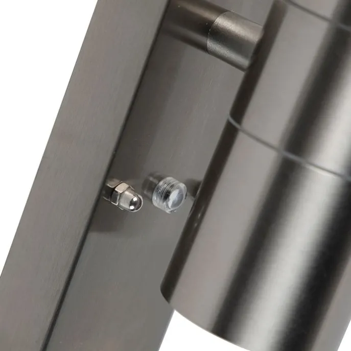 Außenwandleuchte Stahl 2-flammig IP44 mit Dämmerungssensor - Duo