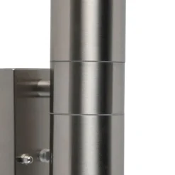 Außenwandleuchte Stahl 2-flammig IP44 mit Dämmerungssensor - Duo