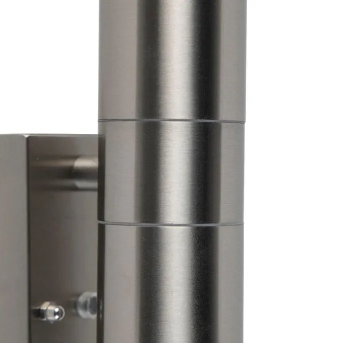 Außenwandleuchte Stahl 2-flammig IP44 mit Dämmerungssensor - Duo