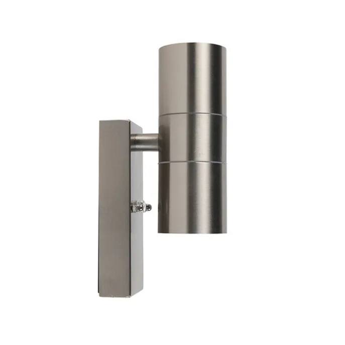 Außenwandleuchte Stahl 2-flammig IP44 mit Dämmerungssensor - Duo