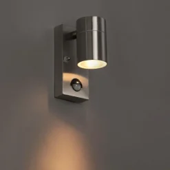 Außenwandleuchte Stahl IP44 mit Bewegungsmelder - Solo