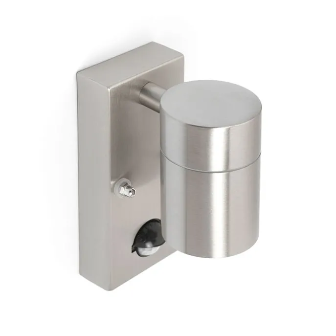 Außenwandleuchte Stahl IP44 mit Bewegungsmelder - Solo