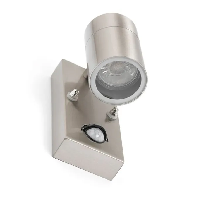 Außenwandleuchte Stahl IP44 mit Bewegungsmelder - Solo