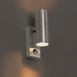Außenwandleuchte Stahl 2-Licht IP44 mit Bewegungssensor - Duo