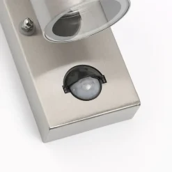 Außenwandleuchte Stahl 2-Licht IP44 mit Bewegungssensor - Duo