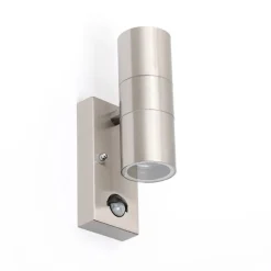 Außenwandleuchte Stahl 2-Licht IP44 mit Bewegungssensor - Duo