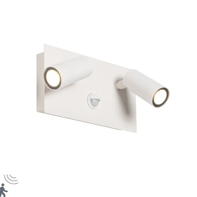 Außenwandleuchte weiß inkl. LED 2-Licht Bewegungsmelder - Simon