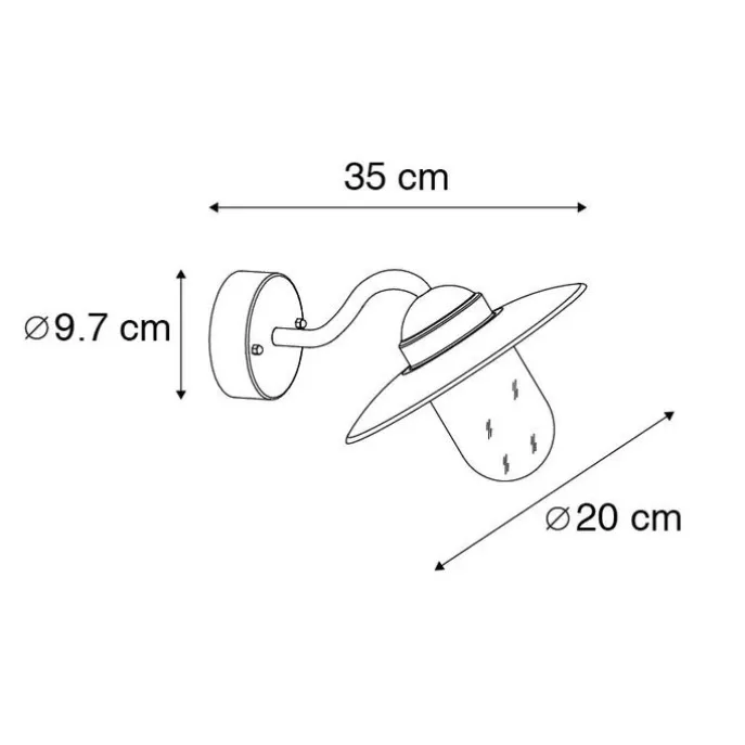 Außenwandleuchte Zink mit Glas IP44 - München