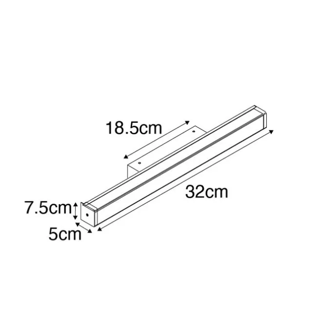 Badezimmer Wandleuchte Messing 32 cm inkl. LED IP44 - Cascada