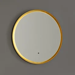Badezimmerspiegel schwarz mit Gold inkl. LED und Touchdimmer - Pim
