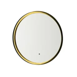 Badezimmerspiegel schwarz mit Gold inkl. LED und Touchdimmer - Pim
