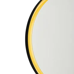Badezimmerspiegel schwarz mit Gold inkl. LED und Touchdimmer - Pim