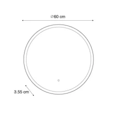 Badezimmerspiegel schwarz mit Gold inkl. LED und Touchdimmer - Pim