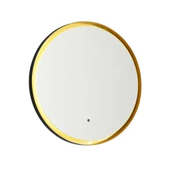 Badezimmerspiegel schwarz mit Gold inkl. LED und Touchdimmer - Pim