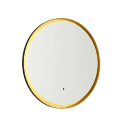 Badezimmerspiegel schwarz mit Gold inkl. LED und Touchdimmer - Pim