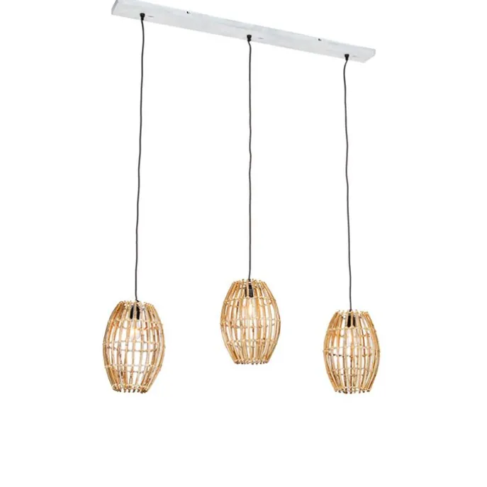 Bambus-Hängelampe mit weißem länglichem 3-Licht - Canna Capsule