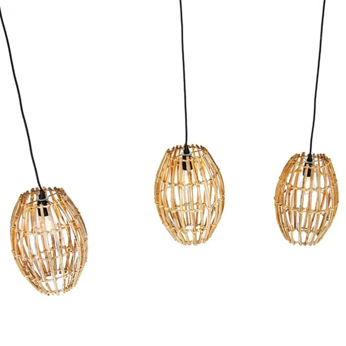 Bambus-Hängelampe mit weißem länglichem 3-Licht - Canna Capsule