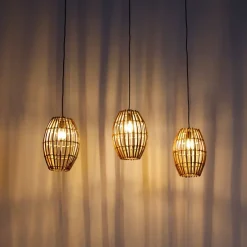 Bambus-Hängelampe mit weißem länglichem 3-Licht - Canna Capsule