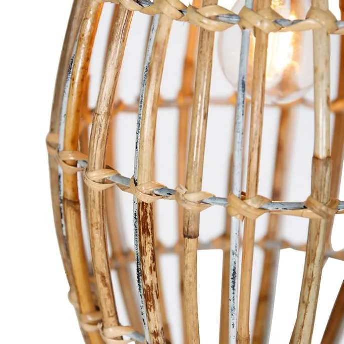 Bambus-Hängelampe mit weißem länglichem 3-Licht - Canna Capsule