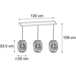 Bambus-Hängelampe mit weißem länglichem 3-Licht - Canna Capsule