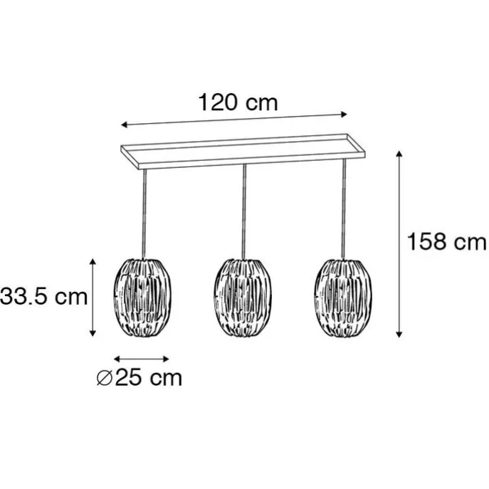Bambus-Hängelampe mit weißem länglichem 3-Licht - Canna Capsule