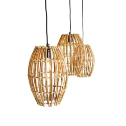 Bambus-Hängelampe mit weißem länglichem 3-Licht - Canna Capsule