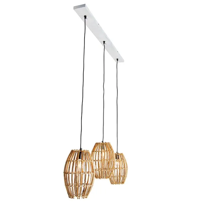 Bambus-Hängelampe mit weißem länglichem 3-Licht - Canna Capsule