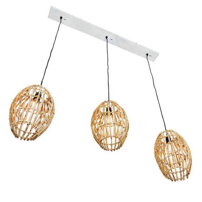 Bambus-Hängelampe mit weißem länglichem 3-Licht - Canna Capsule