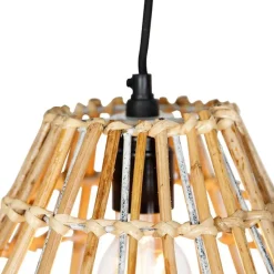 Bambus-Hängelampe mit weißem länglichem 3-Licht - Canna Diamond