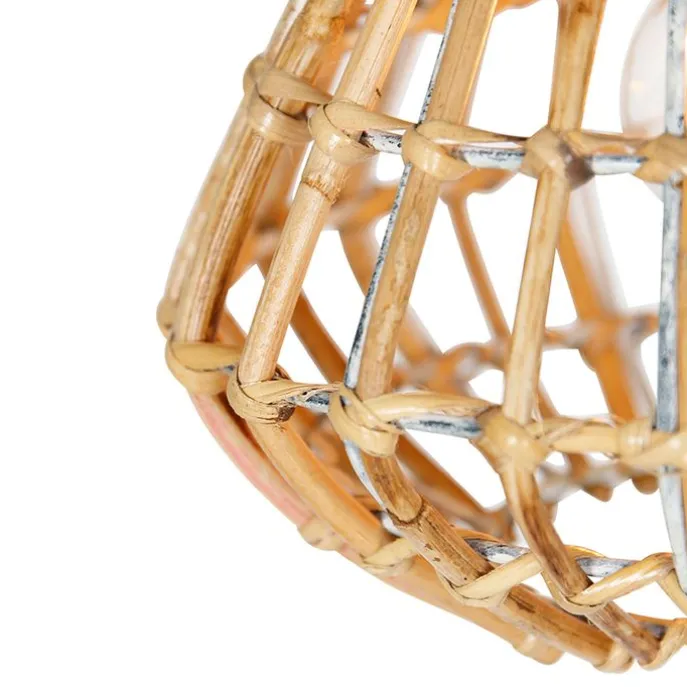 Bambus-Hängelampe mit weißem länglichem 3-Licht - Canna Diamond