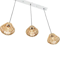 Bambus-Hängelampe mit weißem länglichem 3-Licht - Canna Diamond