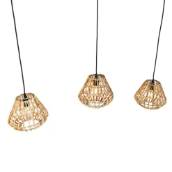 Bambus-Hängelampe mit weißem länglichem 3-Licht - Canna Diamond
