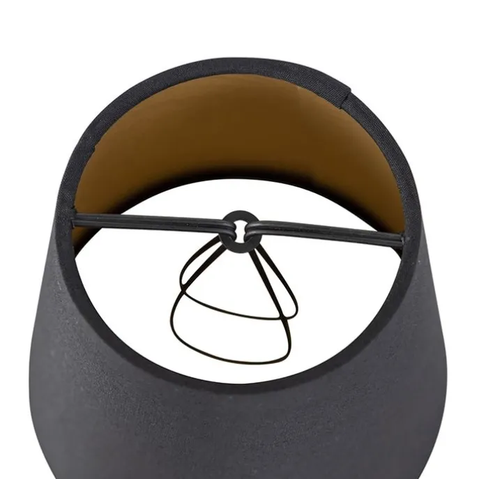 Baumwollklemmschirm schwarz 12 cm rund mit goldener Innenseite