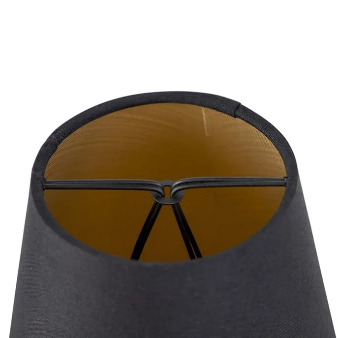 Baumwollklemmschirm schwarz 12 cm rund mit goldener Innenseite