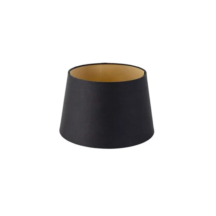 Baumwolllampenschirm schwarz 25/20/16 mit goldenem Interieur