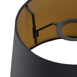 Baumwolllampenschirm schwarz 25/20/16 mit goldenem Interieur
