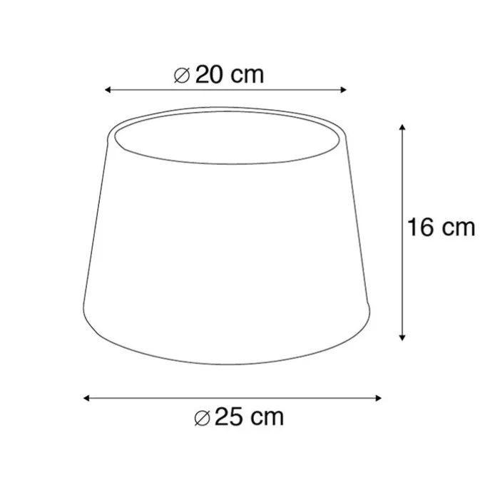 Baumwolllampenschirm schwarz 25/20/16 mit goldenem Interieur