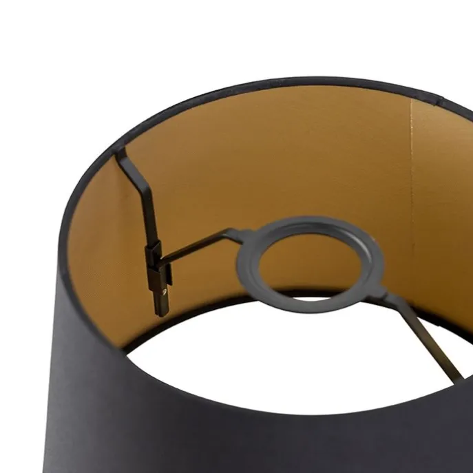 Baumwolllampenschirm schwarz 25/20/16 mit goldenem Interieur