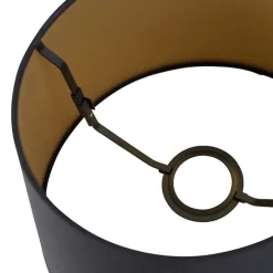 Baumwolllampenschirm schwarz 25/20/16 mit goldenem Interieur