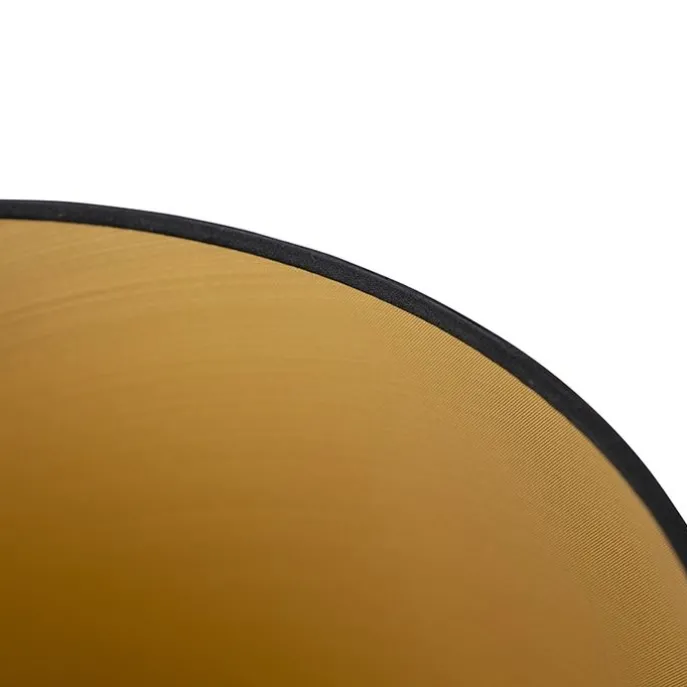 Baumwolllampenschirm schwarz 35/30/20 mit goldenem Interieur
